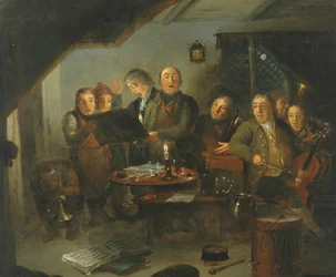 Il coro della chiesa di Halifax che prova al Ring O Bells Inn, 1796